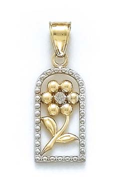 
14k Two-Tone Gold Flower Pendant
