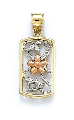 
14k Tricolor Gold Flower Pendant
