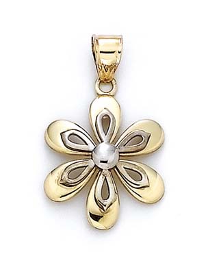 
14k Yellow Gold White Yellow Flower Pendant
