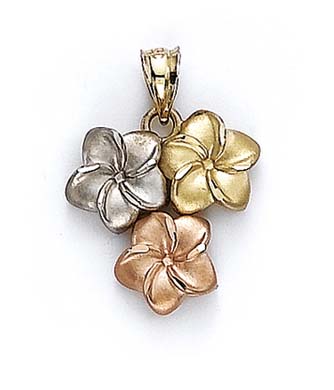 
14k Tricolor Gold Plumeria Pendant
