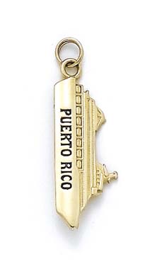 
14k Yellow Gold Enamel Puerto Rico Cruise Ship Pendant
