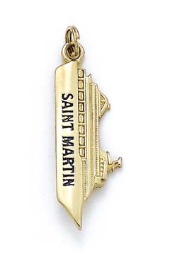 
14k Yellow Gold En St Martin Cruise Ship Pendant
