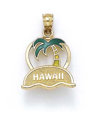 
14k Yellow Gold Hawaii Palm Tree Pendant
