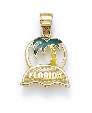 
14k Yellow Gold Florida Palm Tree Pendant
