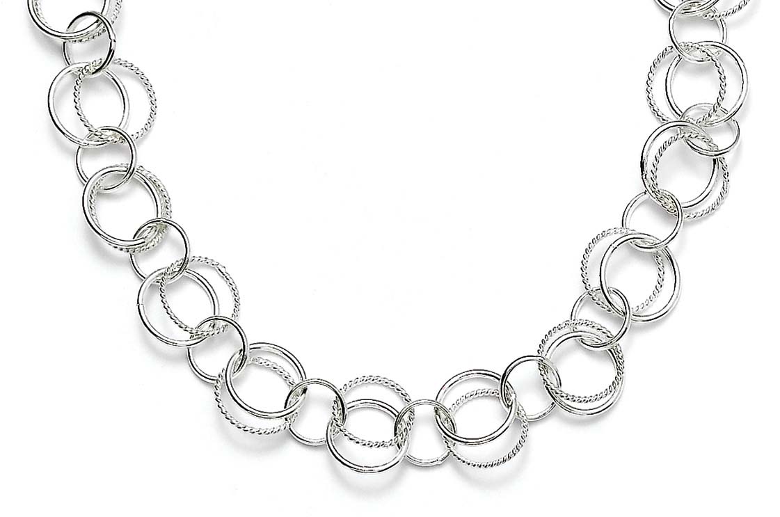 
Sterling Silver Twist Polished Double Links 18 Inch Necklace
