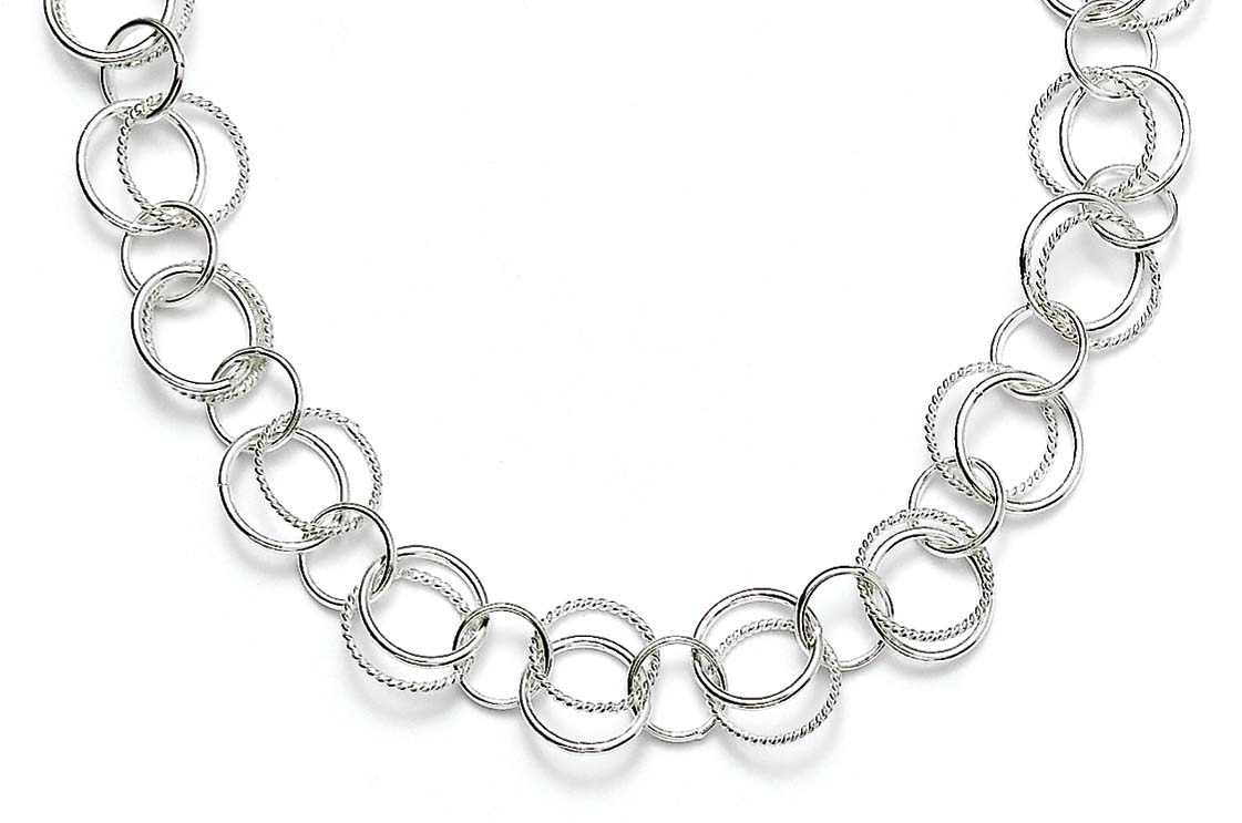 
Sterling Silver Twist Polished Double Links 42 Inch Necklace
