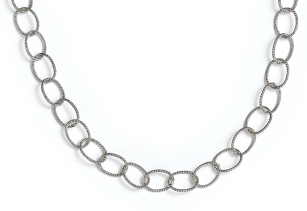 
Sterling Silver Small Twist Oval Links 7.5 Inch Bracelet
