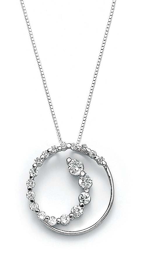 
Sterling Silver Cubic Zirconia Swirl Circle Pendant
