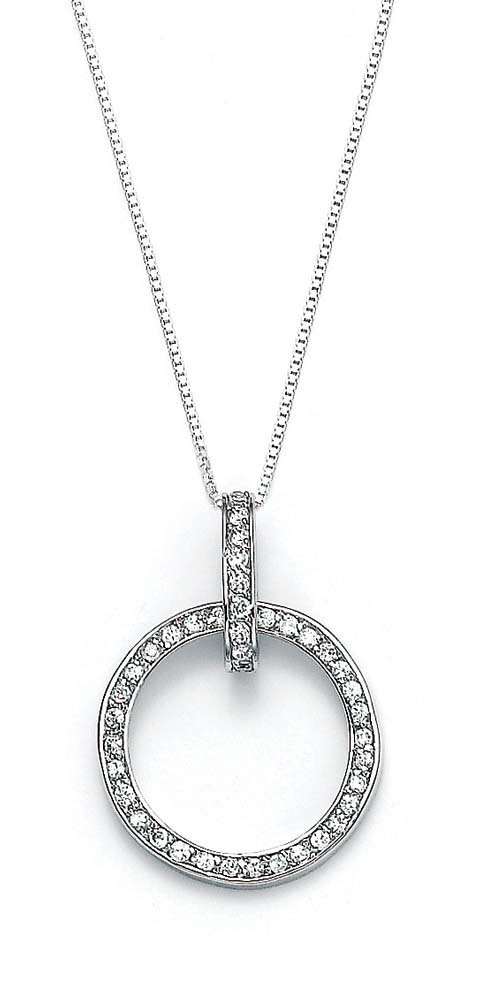 
Sterling Silver Cubic Zirconia Cubic Zirconia Circle Pendant
