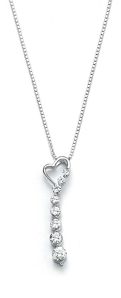 
Sterling Silver Cubic Zirconia Cubic Zirconia Heart Journey Pendant
