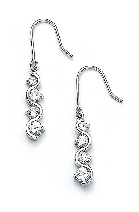 
Sterling Silver Cubic Zirconia Journey Wave Earrings
