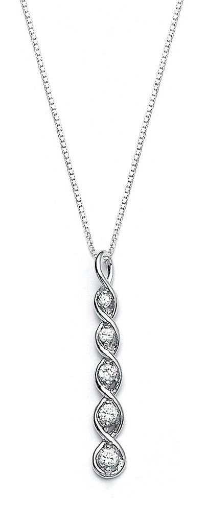 
Sterling Silver Cubic Zirconia Cubic Zirconia Journey Twist Pendant
