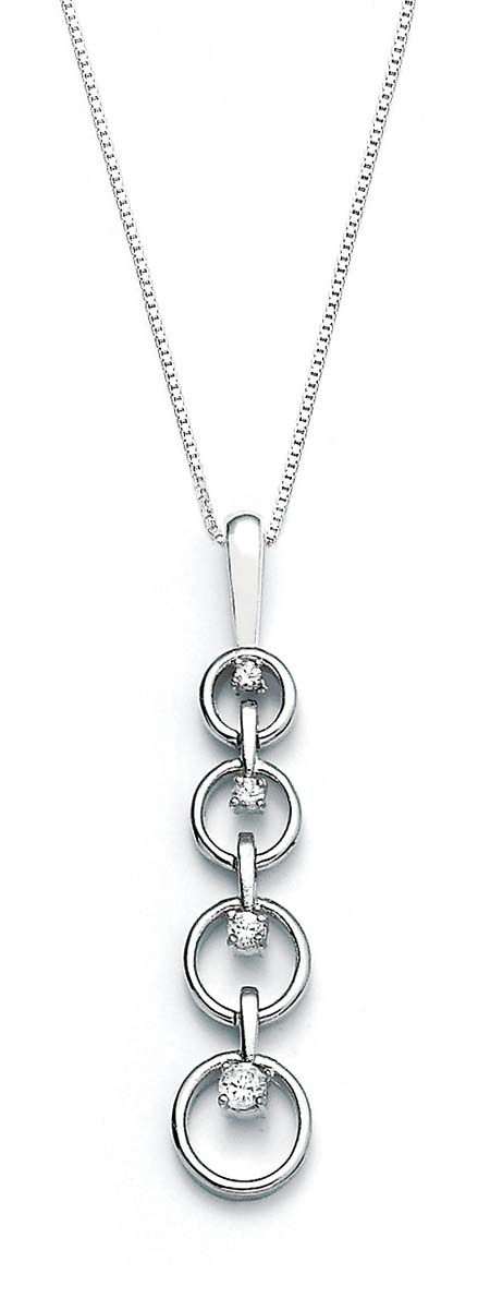 
Sterling Silver Cubic Zirconia Cubic Zirconia Drop Circles Pendant
