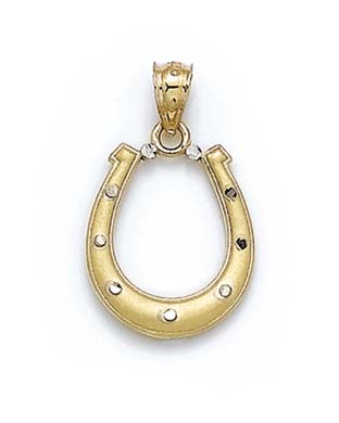 
14k Two-Tone Gold Satin Horseshoe Pendant
