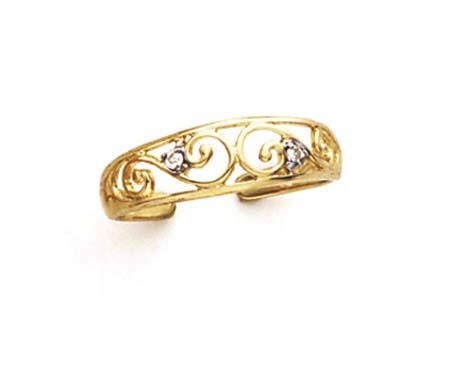 
14k Yellow Gold Diamond Scroll Toe Ring
