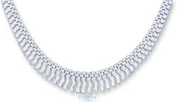 
Sterling Silver 7mm Fancy Stampato Necklace Graduated Fringe Tassels 17I
