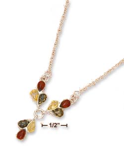 
Sterling Silver 16-18 In Adj. Multicolor Amber Teardrop Clusters Necklace
