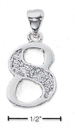 
Sterling Silver and Cubic Zirconia Number 8 Charm - 1/2 In With Out Bail
