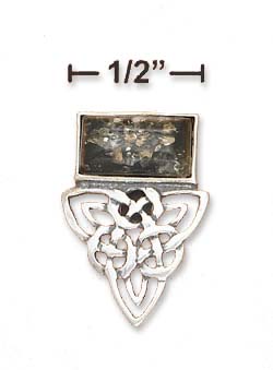 
Sterling Silver Green Amber Rectangle Celtic Design Slider Charm - .75 In
