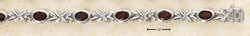 
Sterling Silver 7.5 In Oval Garnet Star Design Link Bracelet
