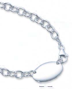 
Sterling Silver Italian 7.5 In. Oval Id Bracelet Oval Id Tag
