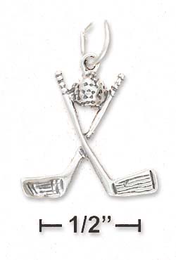 
Sterling Silver Crossed Golf Clubs Ball Charm (Appr. 1 Inch)
