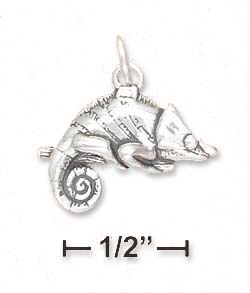 
Sterling Silver 3d Antiqued Chameleon Charm With Curled Tail
