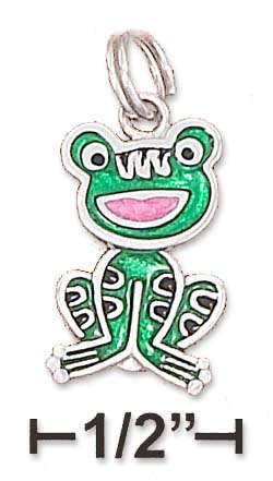 
Sterling Silver 11x16mm Enamel Frog Charm Moveable Head Body
