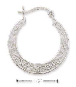 
Sterling Silver 19.5mm Fancy Scrolled Etruscan Hoop Earrings
