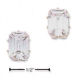 
Sterling Silver 7x9 Rectangular Cubic Zirconia Post Earrings
