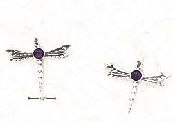 
Sterling Silver Dragon Fly Amethyst Cab French Wire Earrings
