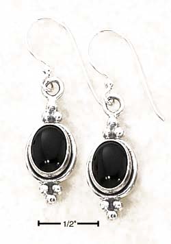 
Sterling Silver Simulated Onyx 2 Sets Of Triple Dots On Bezel Earrings
