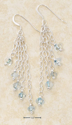 
SS Five Varying Lengths Of Dangles Blue Topaz Chips Earrings
