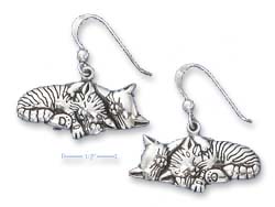 
Sterling Silver Sleeping Kitty Couple Earrings (Nickel Free)
