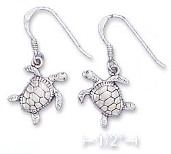 
Sterling Silver 13x14mm Antiqued Turtle Tilted Head Earrings
