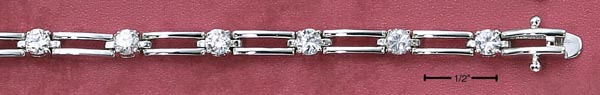 
Sterling Silver 7 Inch Alternating Open Bar 4mm Cubic Zirconia Bracelet
