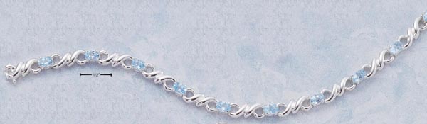 
Sterling Silver 7.5 Inch Blue Topaz San Marco Link Bracelet
