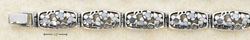 
Sterling Silver 7.5 Inch Simulated Mother of Pearl Floral Links Designer Bracelet
