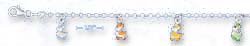 
Sterling Silver 5.5 Inch Childs Enamel Ducky Charm Bracelet
