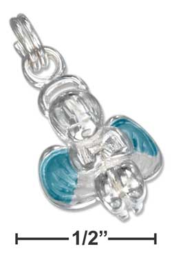 
Sterling Silver Enamel 3d Little Boy Angel With Blue Wings Praying Charm
