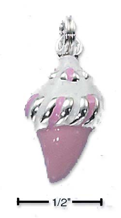 
Sterling Silver Enamel Half Back Pink White Sea Shell Charm
