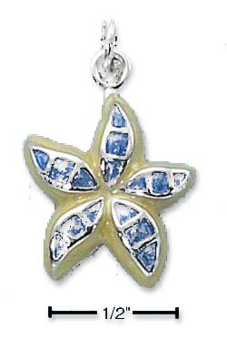 
Sterling Silver Enamel Half Back Blue Yellow StarFish Charm
