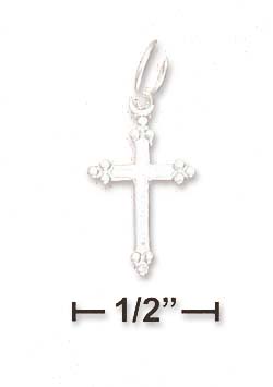 
Sterling Silver Tiny Children Cross Charm 3 Raised Beads On Each Tip
