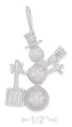 
Sterling Silver High Polish 29mm Triple Freshwater Cultured Pearl Snowman Charm
