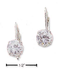 
Sterling Silver 6mm Round Cubic Zirconia Leverback Earrings
