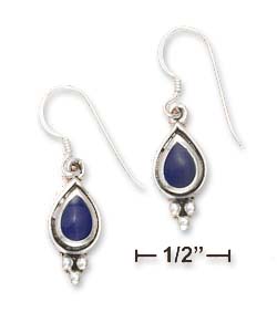 
Sterling Silver Lapis Tear With Triple Ball Bottom Earrings
