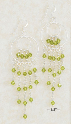 
Sterling Silver Double Circle Waterfall Earrings Lt Green Crystal Xtl
