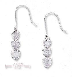 
Sterling Silver Journey Style Heart Cubic Zirconia French Wire Earrings
