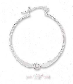 
Sterling Silver 1.5x30mm French Lock Hoop Earrings 5mm Ball
