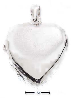 
Sterling Silver Large Flat High Polish Heart Locket Pendant
